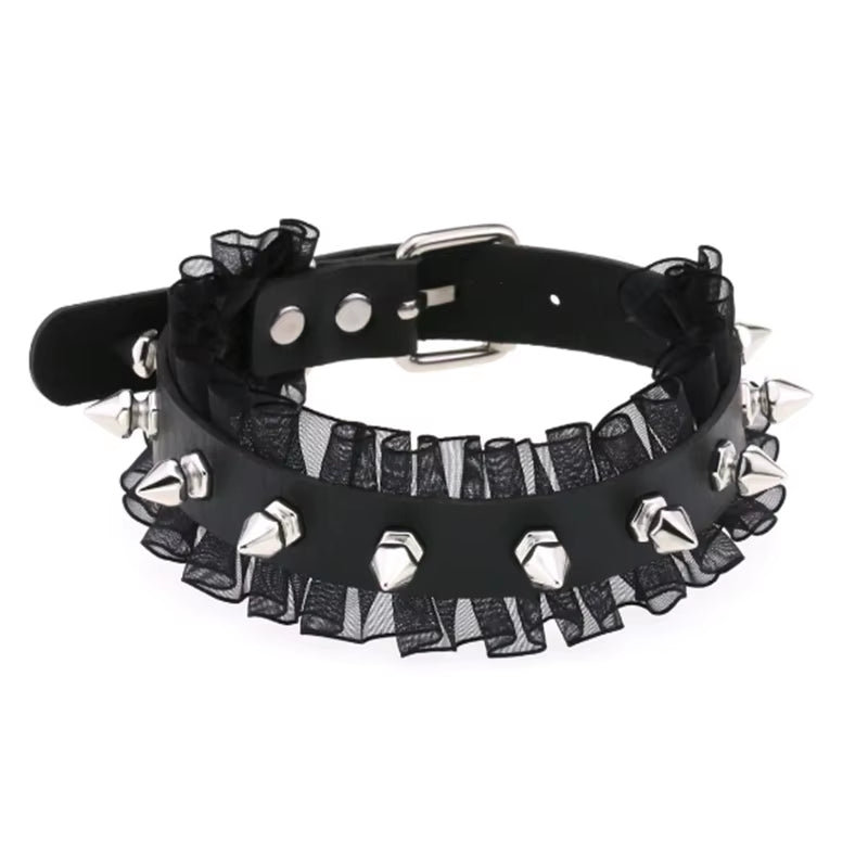 1Pc Harajuku Sexy Heart Rivets PU Leather Black Goth Punk Choker for Y2K Girls DIY Goth Star Pentagram Chunky Necklaces Jewelry