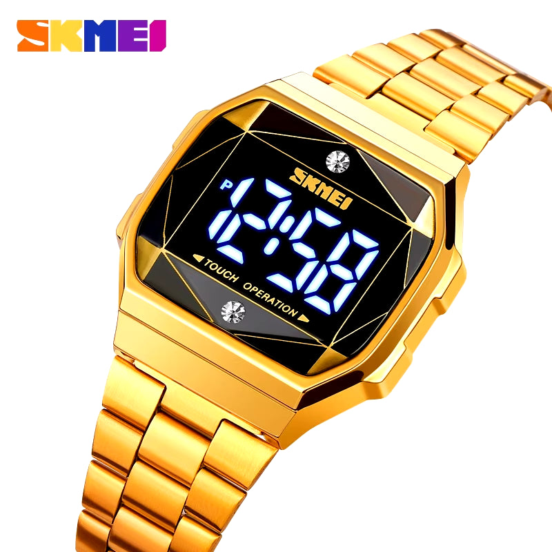 Fashion Creativite Black Gold LED Touch Women Watches Luxury Casual Waterproof Ladies Digital Wristwatch Reloj Mujer