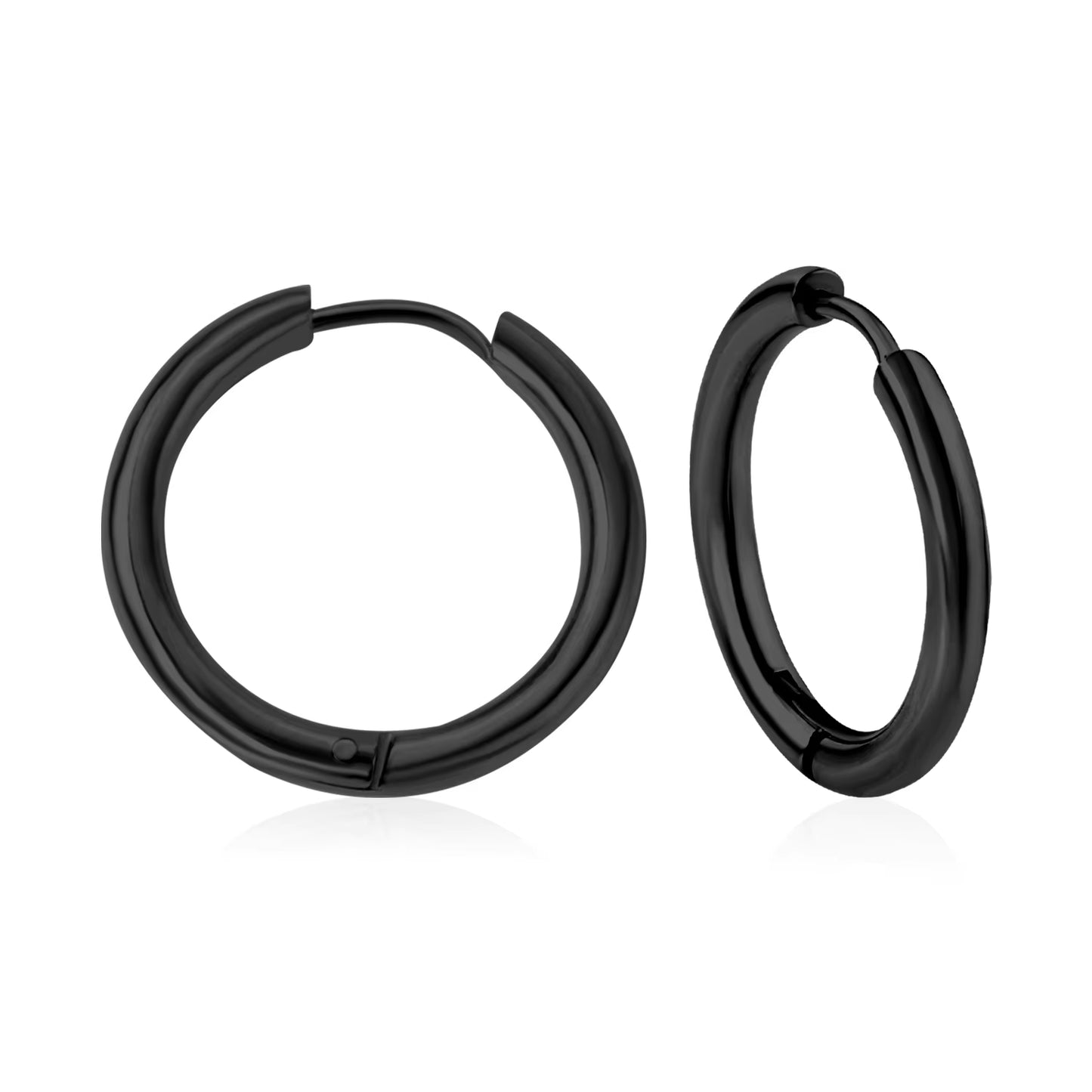 2 Pieces Punk Hoops Earrings for Men Black Stainless Steel Basic Geometric Ear Jewelry Gothic Hiphop Male Cool Earring