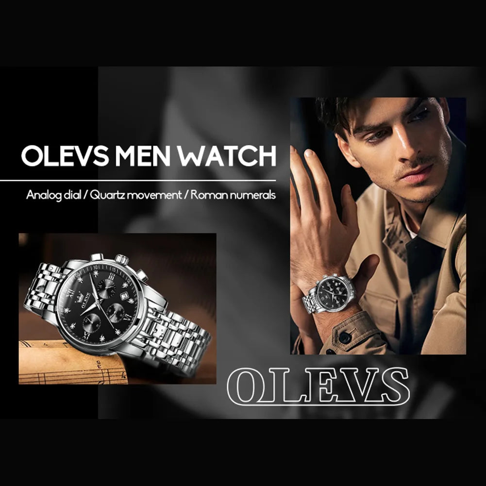 Silver Watches for Men  Watch Men Black Face Luxury Watches for Men Stainless Steel Men Watch Dress Waterproof Watch for Men