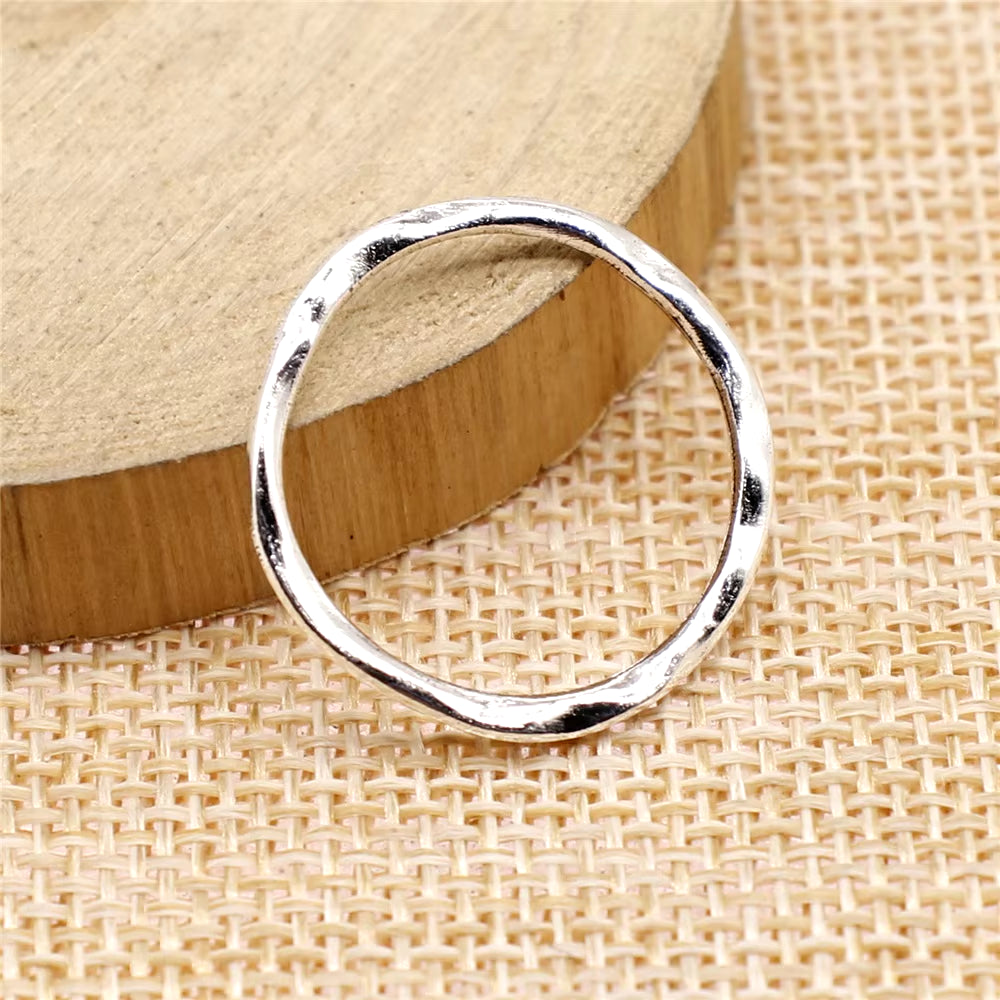 10Pcs Charms Irregular Ring Antique Silver Color Alloy Diy Jewelry Making Accessories 23X24Mm