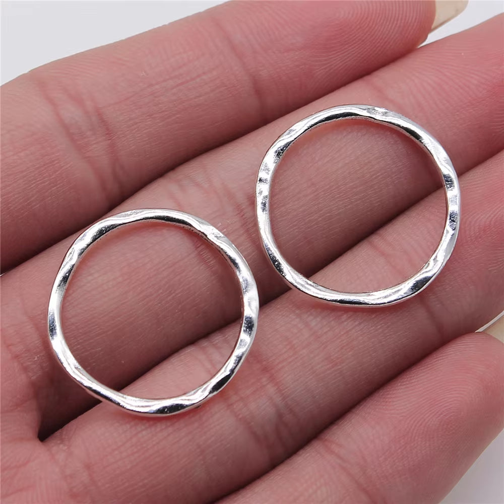 10Pcs Charms Irregular Ring Antique Silver Color Alloy Diy Jewelry Making Accessories 23X24Mm