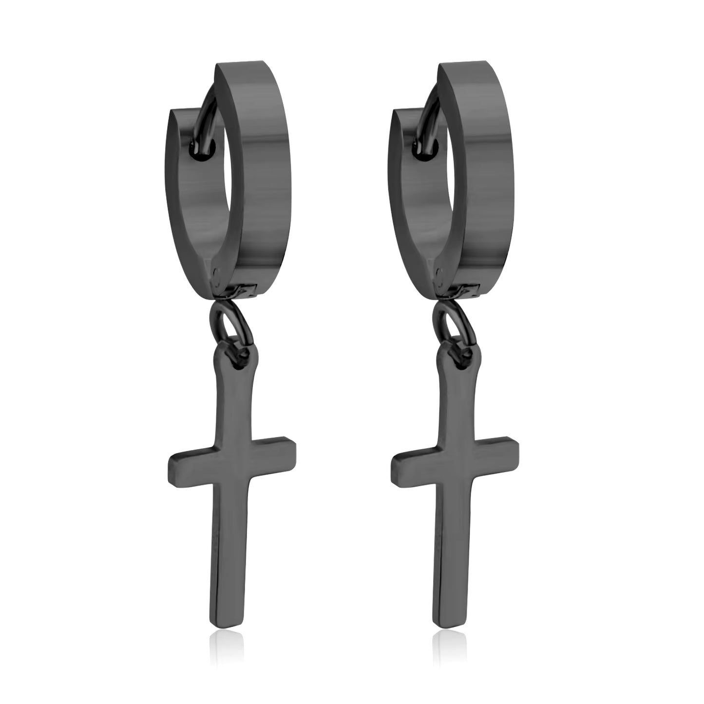 2 Pieces Punk Hoops Earrings for Men Black Stainless Steel Basic Geometric Ear Jewelry Gothic Hiphop Male Cool Earring