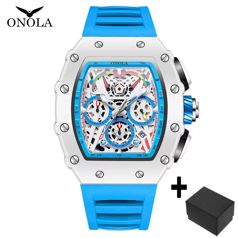 2024 Fashion Sports Men'S Quartz Watch Brand ONOLA Multifunctional Watches Luxury Tonneau Mille Wristwatch for Man Dropshipping