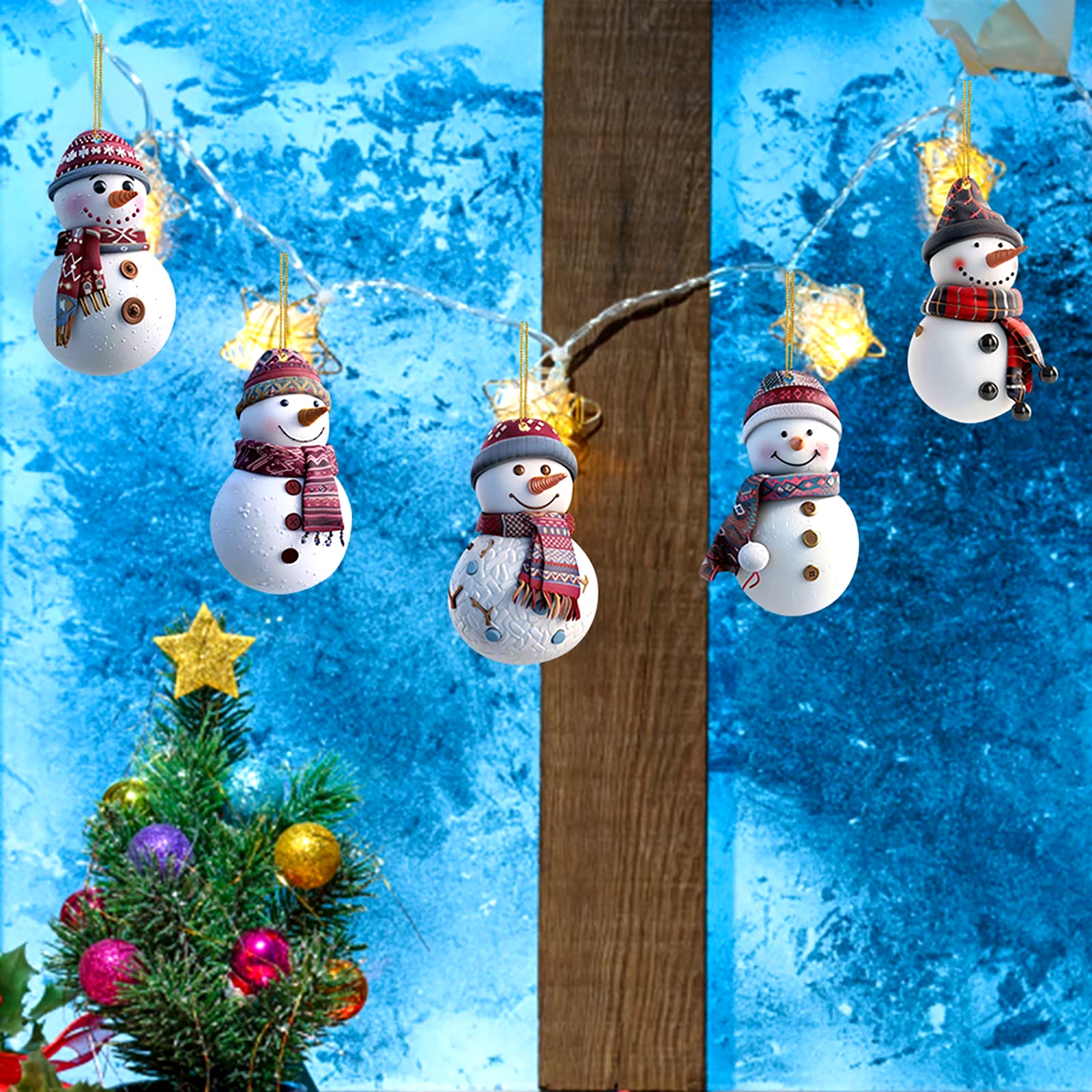 2024 New Christmas Snowman Pendant Acrylic Flat Pendant Keychain Pendant Christmas Snowman Crystal Cake Stand Set for Wedding