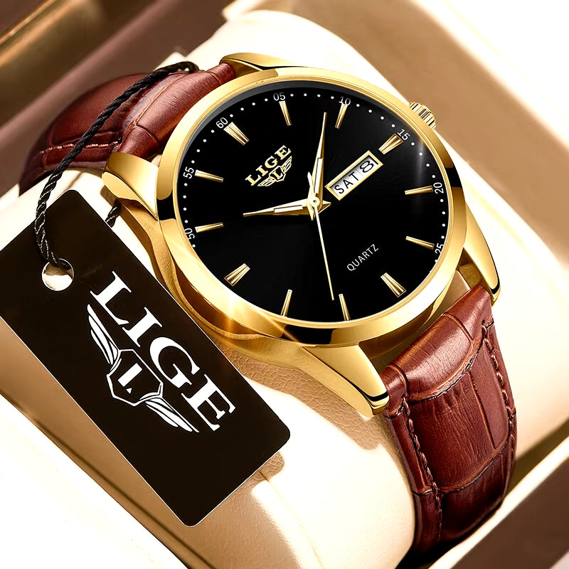 Fashion Watches Men Top Brand Luxury Quartz Watch Men Leather Strap Waterproof Business Casual Men Wristwatches Clock