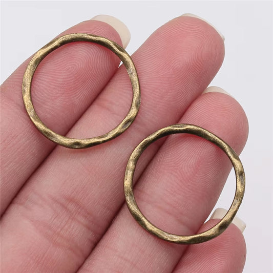 10Pcs Charms Irregular Ring Antique Silver Color Alloy Diy Jewelry Making Accessories 23X24Mm