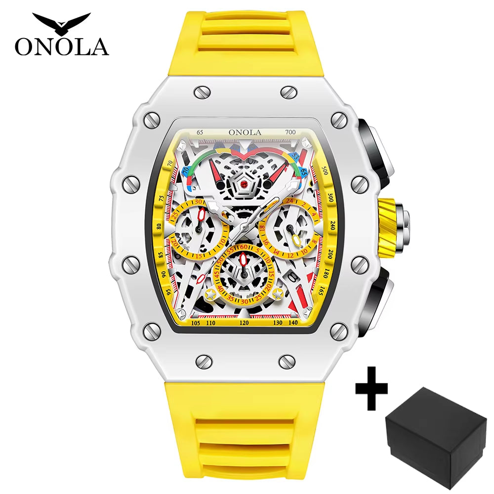 2024 Fashion Sports Men'S Quartz Watch Brand ONOLA Multifunctional Watches Luxury Tonneau Mille Wristwatch for Man Dropshipping