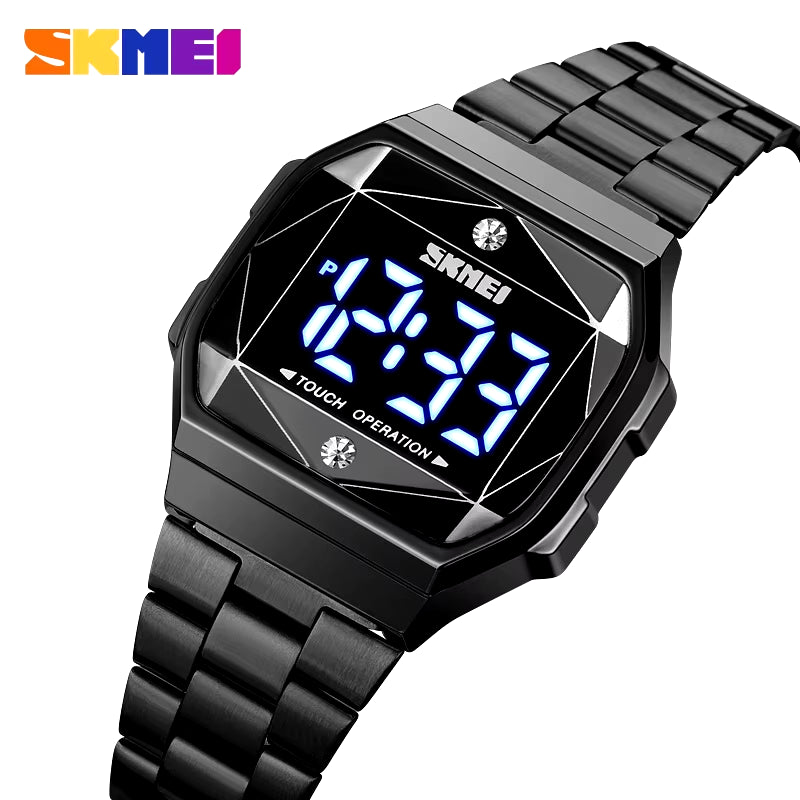 Fashion Creativite Black Gold LED Touch Women Watches Luxury Casual Waterproof Ladies Digital Wristwatch Reloj Mujer