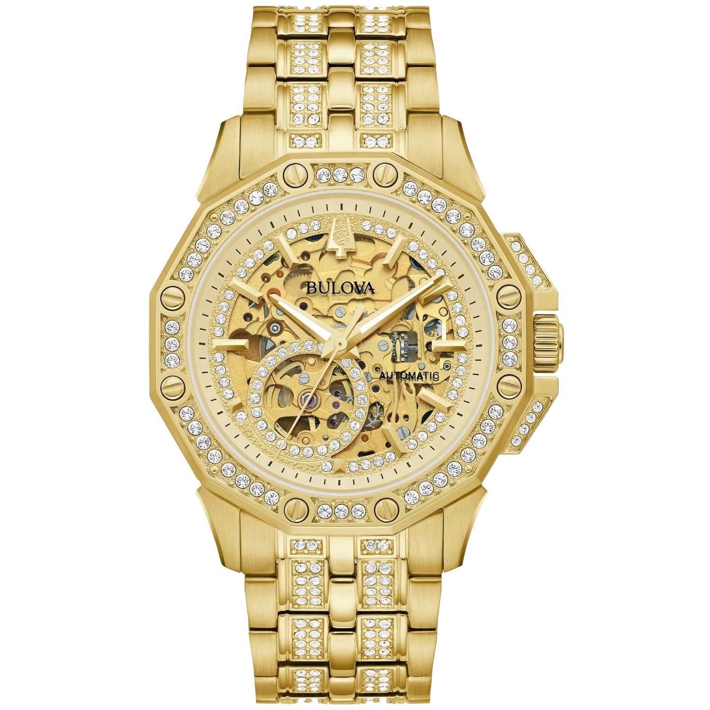 Octava Automatic Crystal Gold Skeleton Dial Men'S Watch 98A292