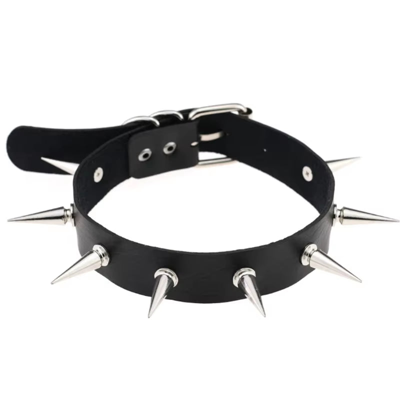 1Pc Harajuku Sexy Heart Rivets PU Leather Black Goth Punk Choker for Y2K Girls DIY Goth Star Pentagram Chunky Necklaces Jewelry