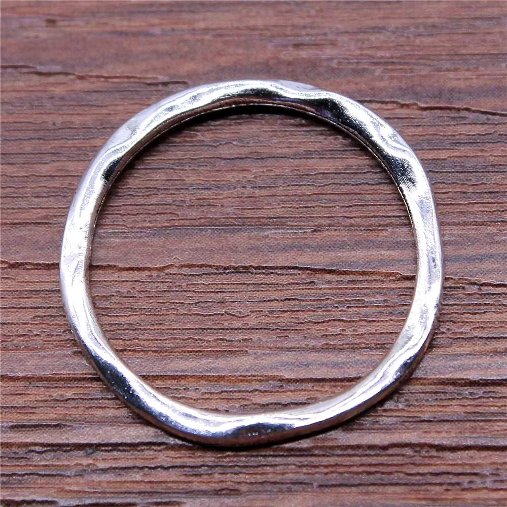 10Pcs Charms Irregular Ring Antique Silver Color Alloy Diy Jewelry Making Accessories 23X24Mm