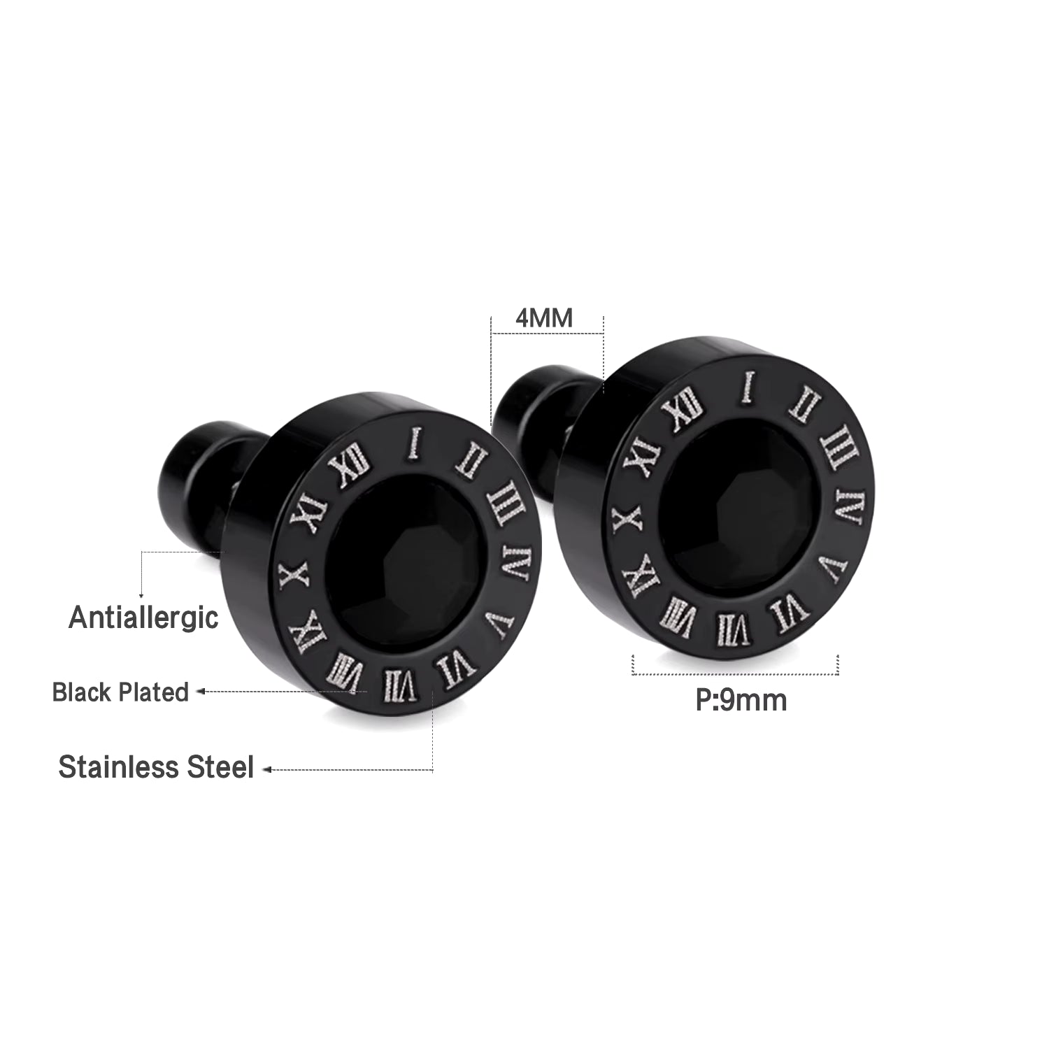 2 Pieces Punk Hoops Earrings for Men Black Stainless Steel Basic Geometric Ear Jewelry Gothic Hiphop Male Cool Earring