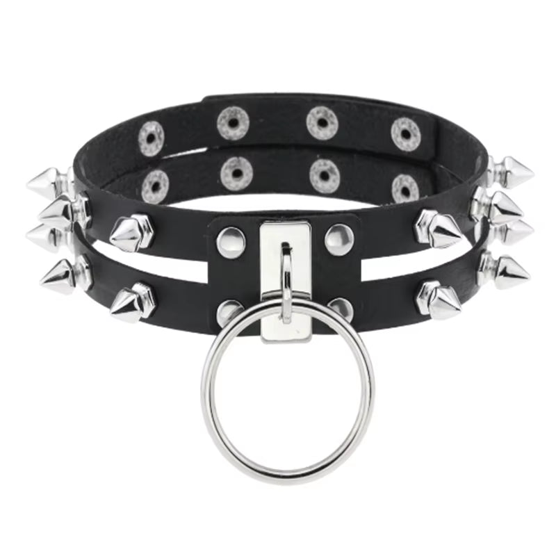 1Pc Harajuku Sexy Heart Rivets PU Leather Black Goth Punk Choker for Y2K Girls DIY Goth Star Pentagram Chunky Necklaces Jewelry