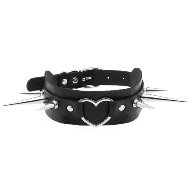 1Pc Harajuku Sexy Heart Rivets PU Leather Black Goth Punk Choker for Y2K Girls DIY Goth Star Pentagram Chunky Necklaces Jewelry